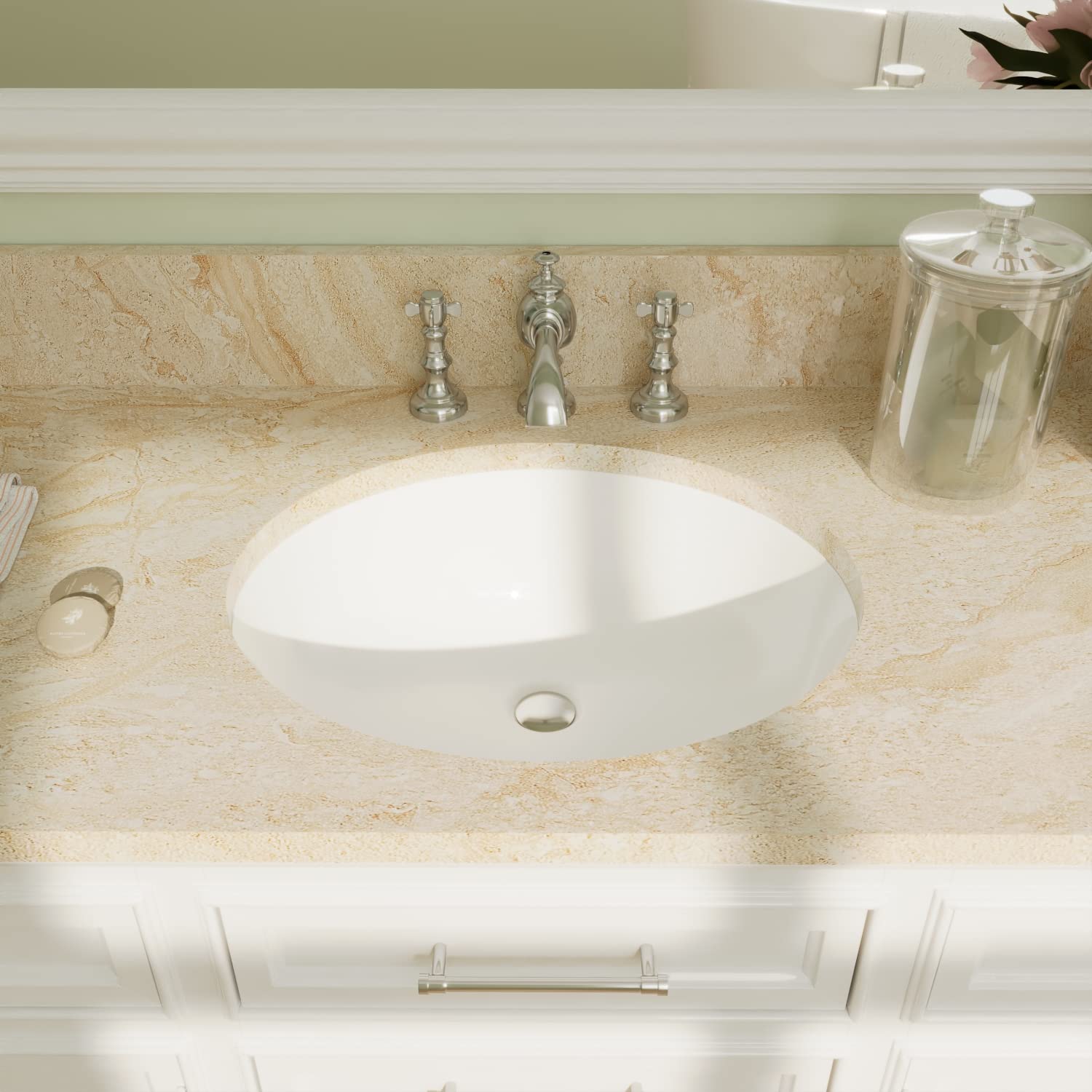 Évier de salle de bain ovale DeerValley contre les débordements avec son trop-plein