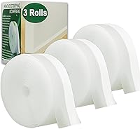 Binazon 49ft Clear Silicone Weather Stripping Door Seal Tape - 3 Rolls 35mm Wide Draft Blocker for Doors & Windows