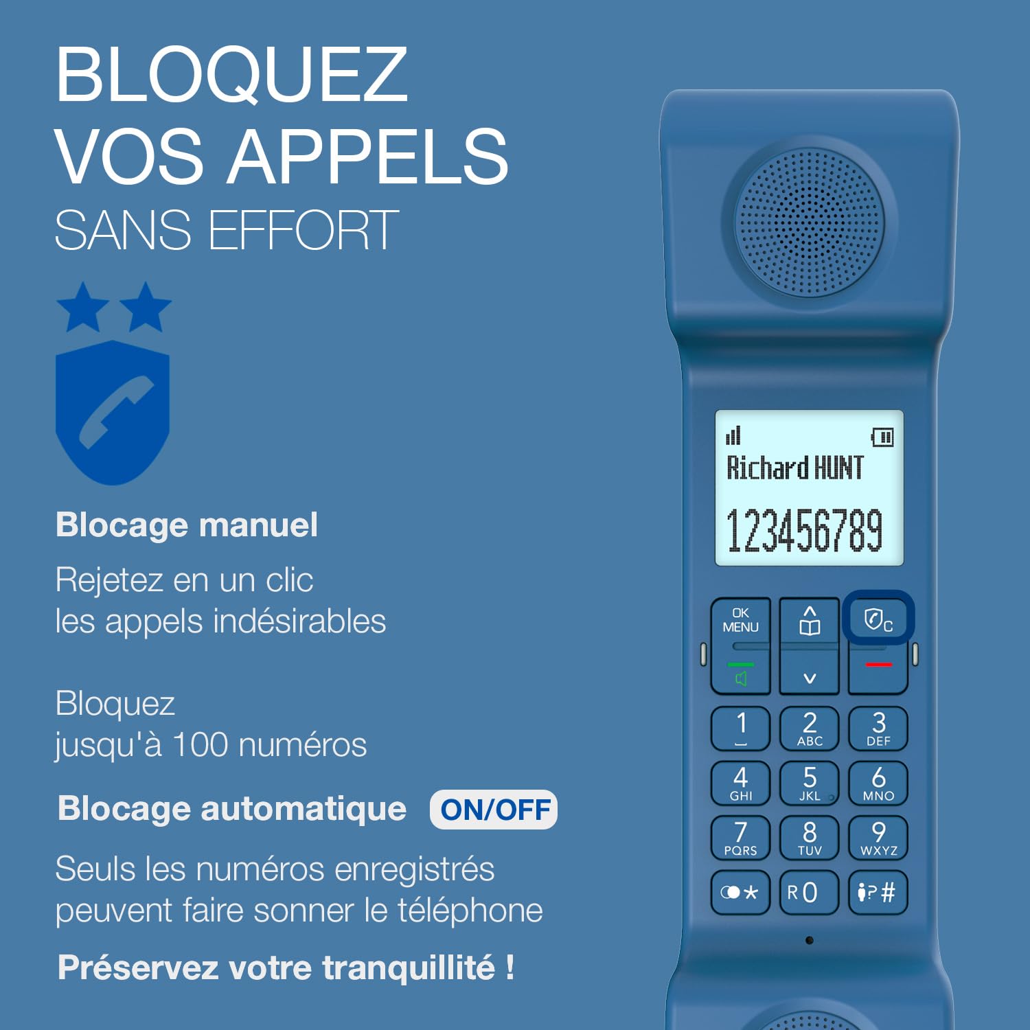 Alcatel ePure Iconic Blue - telefon bezprzewodowy DECT design, łatwy w użyciu, blokada niechcianych połączeń, zestaw głośnomówiący