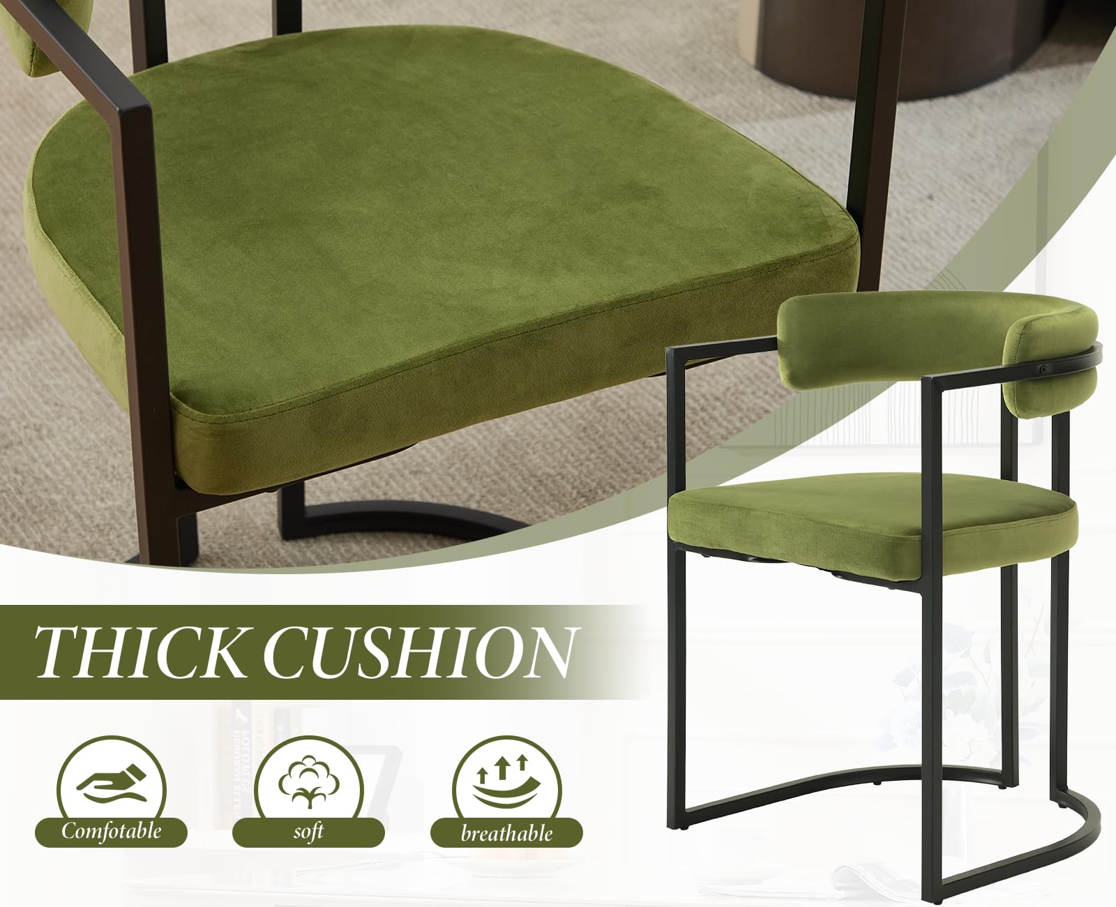 chairus Set di 2 Sedie da Pranzo in Velluto Sedie da Cucina Moderne, Verde