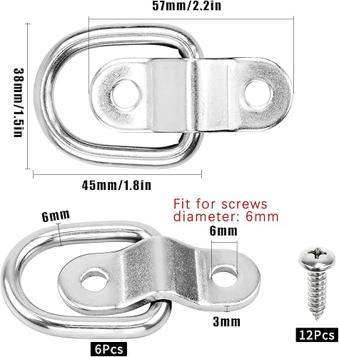 Miniatura 2 de Hysagtek 6 puntos de anclaje de acero inoxidable 304 con soporte de montaje, para control de remolque de carga