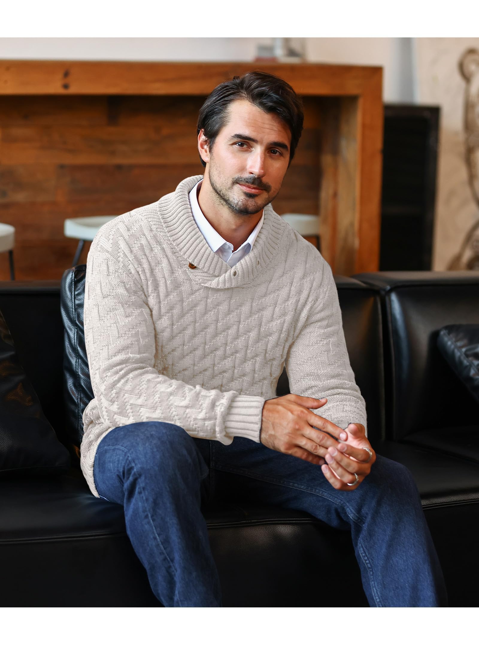 Zaitun Herren Strickpullover Rollkragenpullover mit Knöpfen Warm Langarm Pullover Freizeit Winterpullover