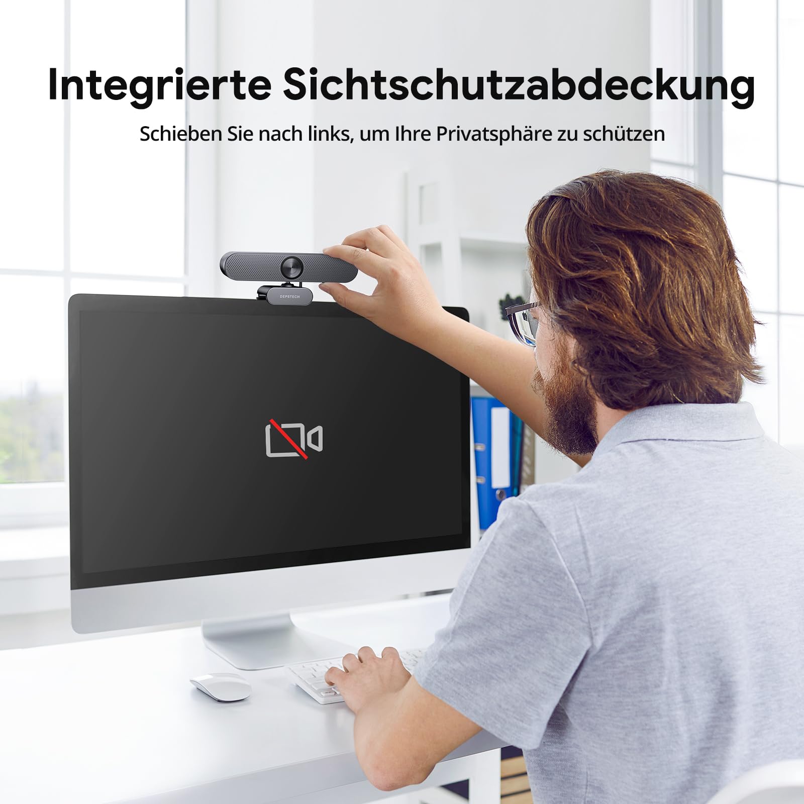 DEPSTECH DW50 Pro Webcam 4K, Ultra HD mit Mikrofon, 3-facher Zoom, 1/2.55 Sony Sensor, Duale Mics mit Geräuschunterdrückung, Fernbedienung, Autofokus Streaming Kamera für PC Laptop Mac, Teams