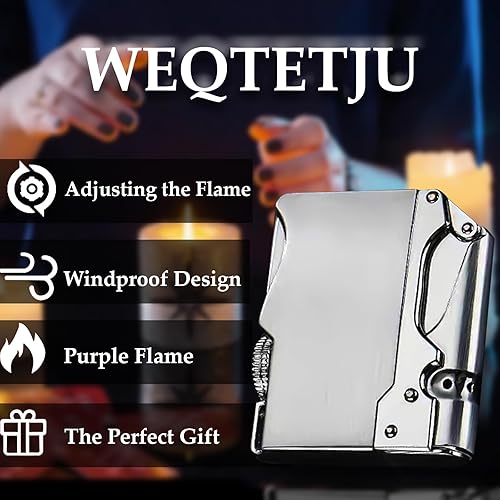 Miniatura 10 de WEQTETJU Encendedor de antorcha, fresco, diseño único, inflable y ajustable, encendedor de butano, regalo para hombres (butano no incluido) (negro)