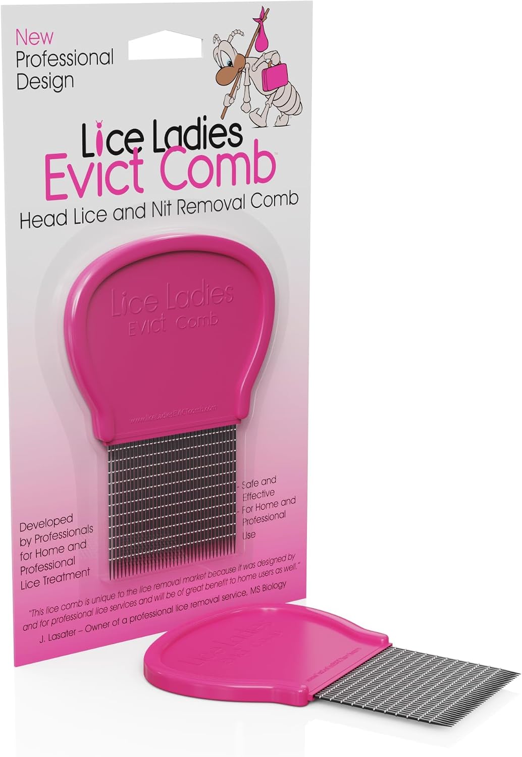 Lice and Nit Comb by Lice Ladies - Efficient Lice and Nit Removal | Lice Comb Safe for All Types of Hair | Stainless Steel Teeth with Non-Slip Handle | Durable and Reusable