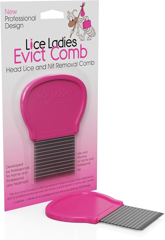 Lice and Nit Comb by Lice Ladies - Efficient Lice and Nit Removal | Lice Comb Safe for All Types of Hair | Stainless Steel Teeth with Non-Slip Handle | Durable and Reusable
