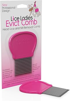 Lice and Nit Comb by Lice Ladies - Efficient Lice and Nit Removal | Lice Comb Safe for All Types of Hair | Stainless Steel Teeth with Non-Slip Handle | Durable and Reusable