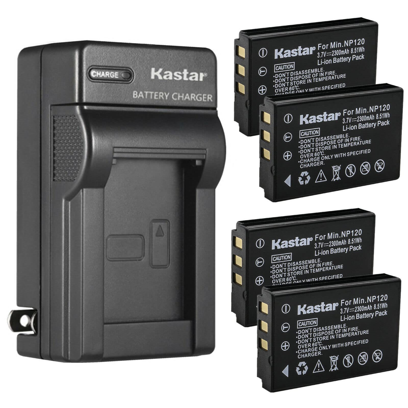 Kastar 4-Pack Battery and AC Wall Charger Replacement for EXFO XW-EX003, AXS-100, AXS-110, AXS-110 OTDR, FIP-400-D, FLS-600, FPM-600, FVA-600