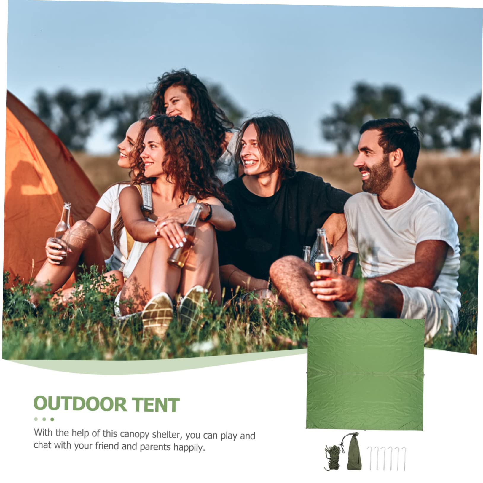 Tente en Bâche Extérieure Imperméable et Anti-UV, Verte, Portable