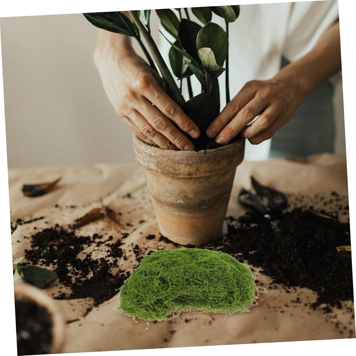 POPETPOP 100g Fake Moss Mat Lightweight Artificial Grass for Garden Landscape Decoration Realistic Faux Moss for Crafts Terrariums and Home Decor