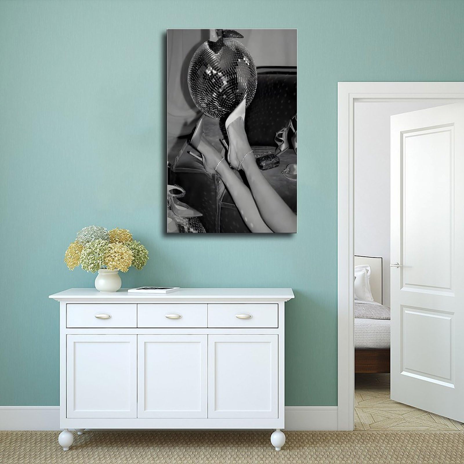 Leinwand-Poster High Heels Auf Discokugel - 30x45cm Wanddekoration