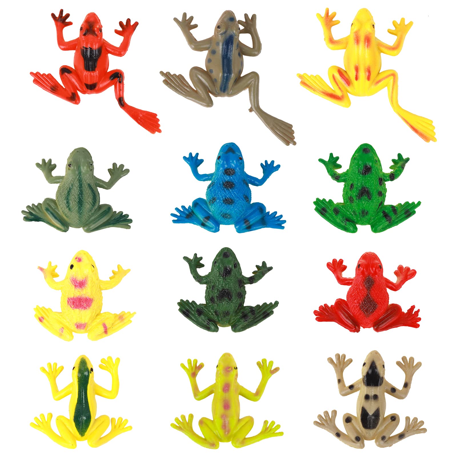 Gukasxi 12cs Mini Plastic Frogs Set, Realistic Tropical Frog Model, Animals Educational Learning Toys, Colorful Floating Frog Figures, for Pond Vivarium Garden Micro landscape