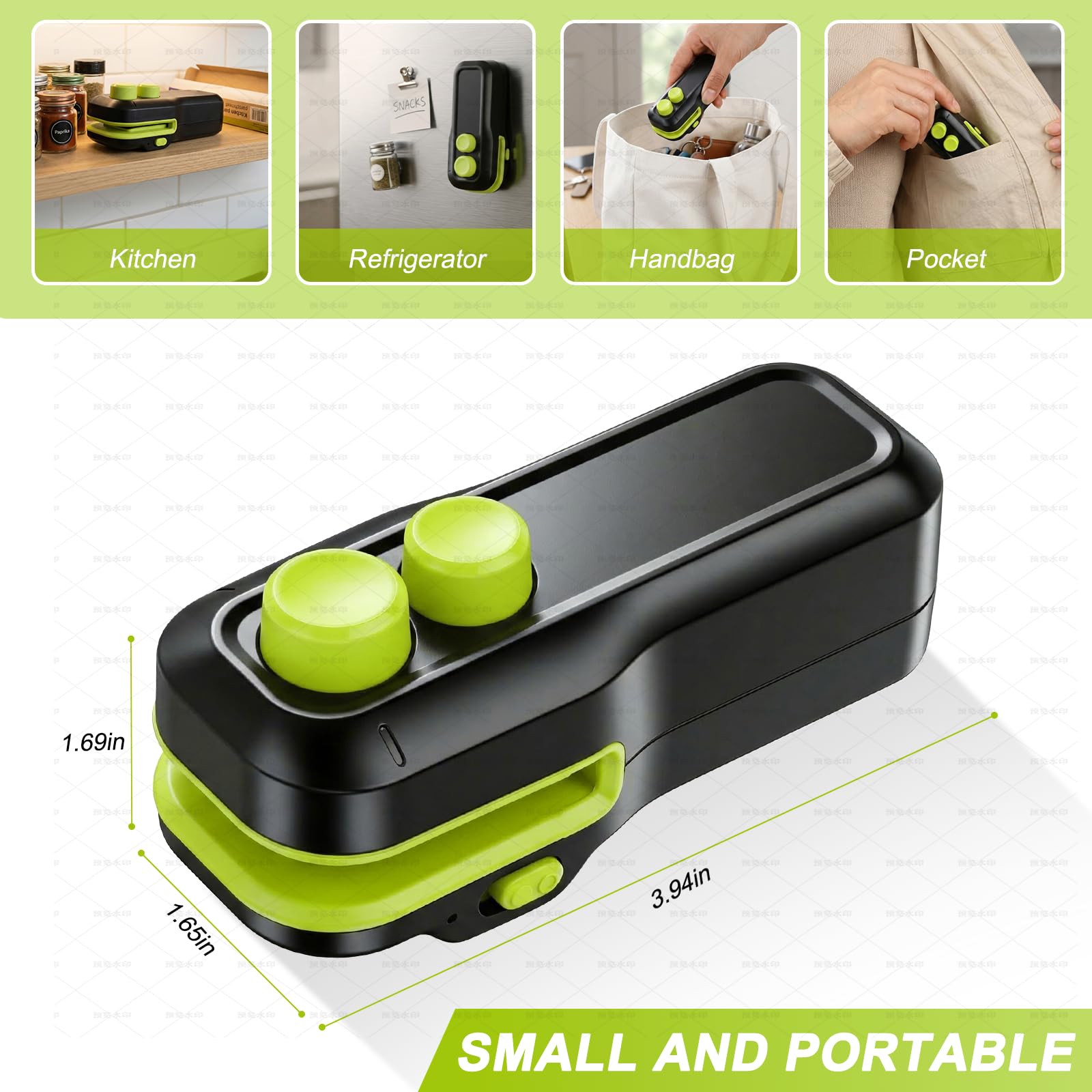 Mini Bag Sealer, Votozi 2 in 1 Rechargeable Heat Sealer and Cutter with Magnet, Portable Chip Bag Sealer for Plastic Bags Food Storage Snacks Freshness (Black) — view 3