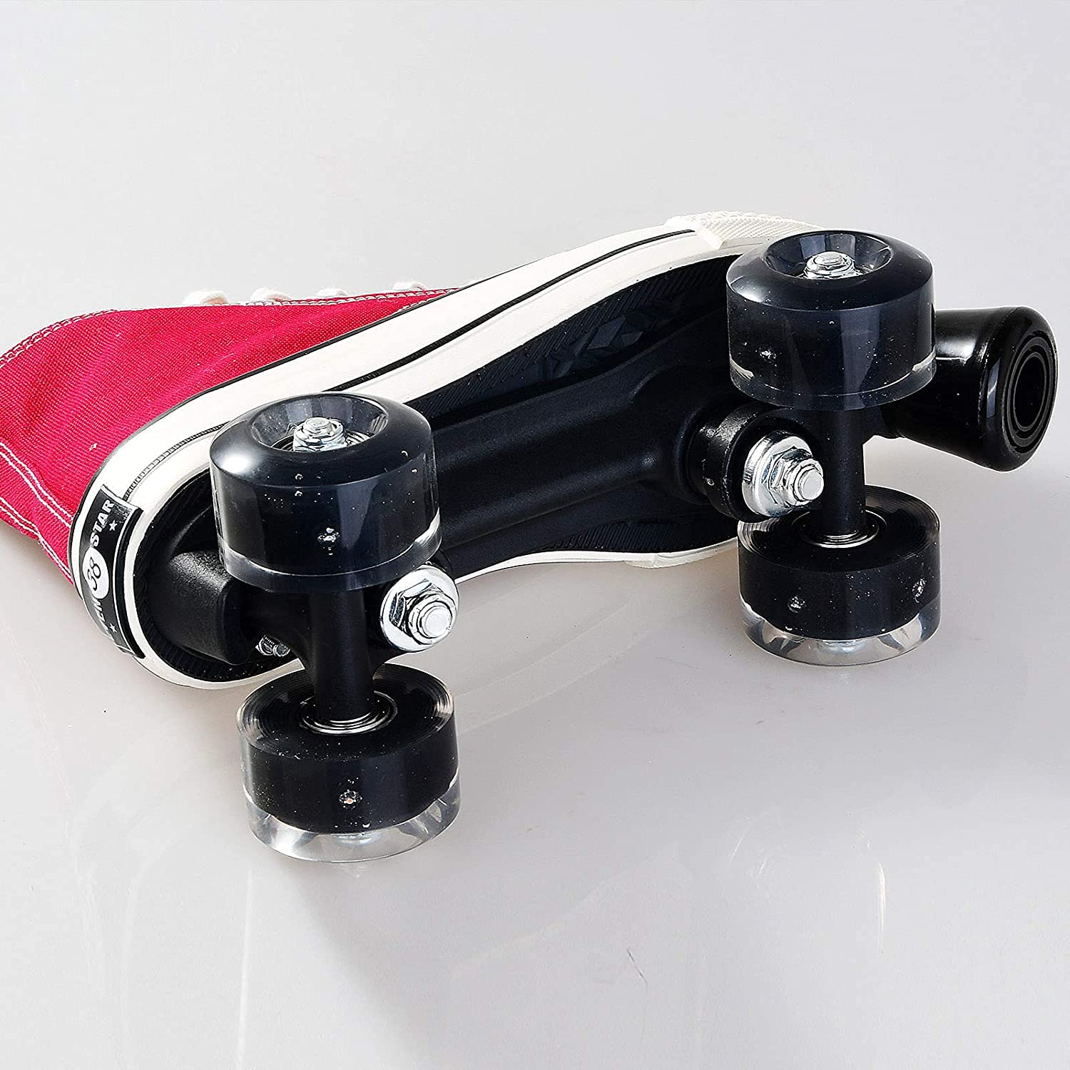 Patines LED,Patines En Paralelo Niña/Mujer,Patines 4 Ruedas Hombre,Top Alto Clásico PatinesSobreRuedas Adulto, Adecuado para Principiantes Al Aire Libre Blanco