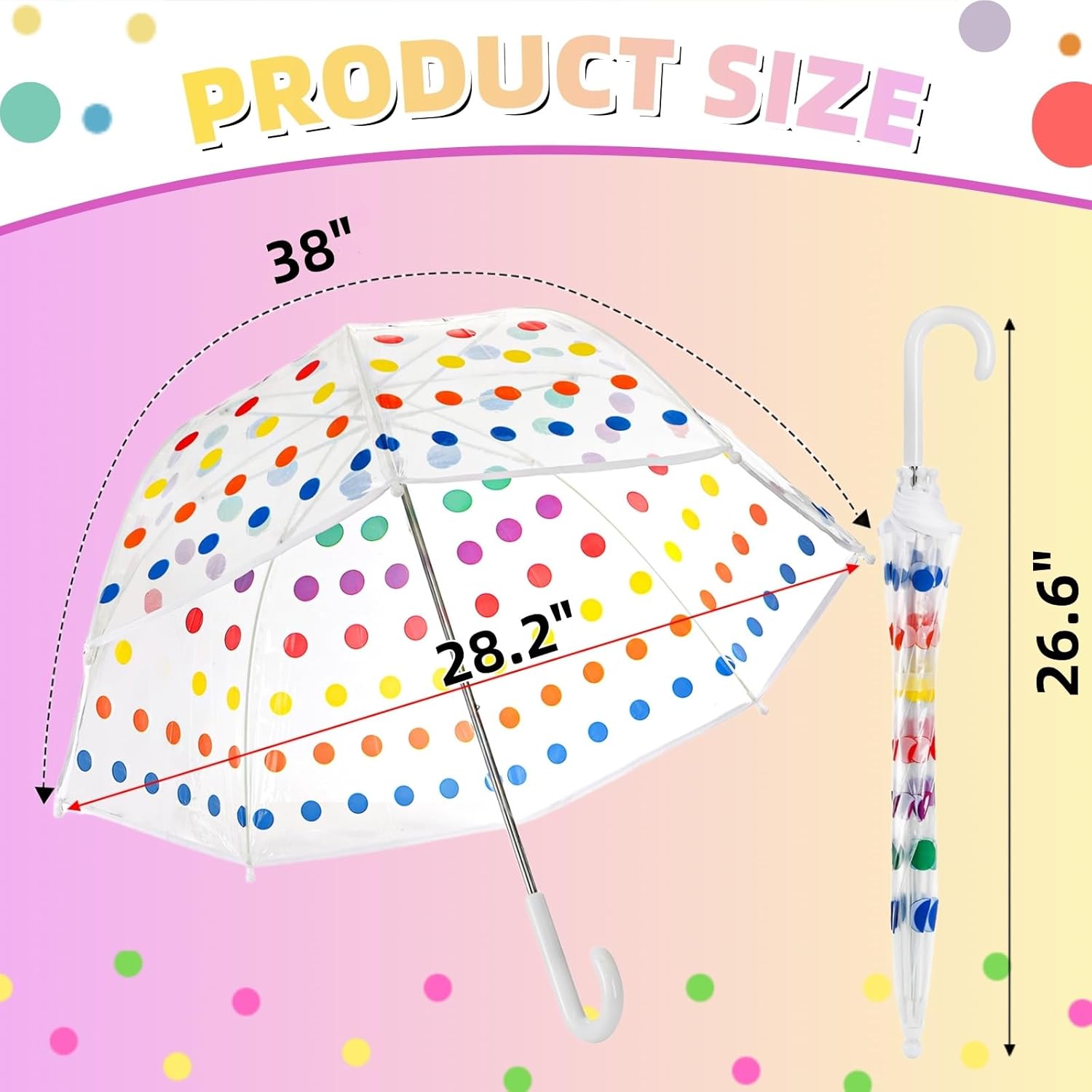 Covzoe 2 Pack Bubble Umbrellas, Small Clear Dome Umbrella with Easy Grip Handle, Lightweight Wind and Rain Protection Umbrellas for Girls, Safety Transparent Fashion Umbrella, 38" Canopy