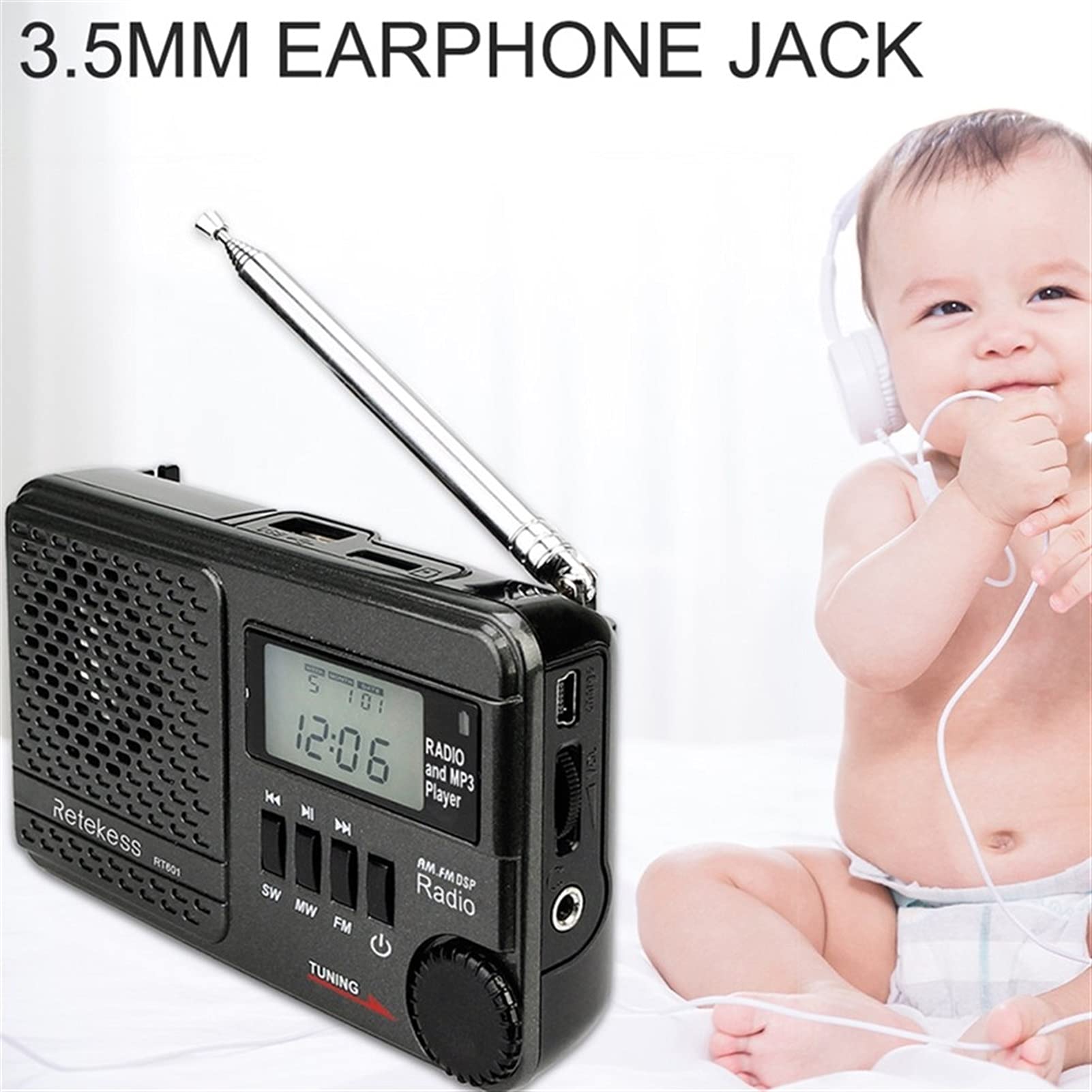 Radio Portable Am-Fm-Sw Radio De Poche Avec Écran Lcd Multibande