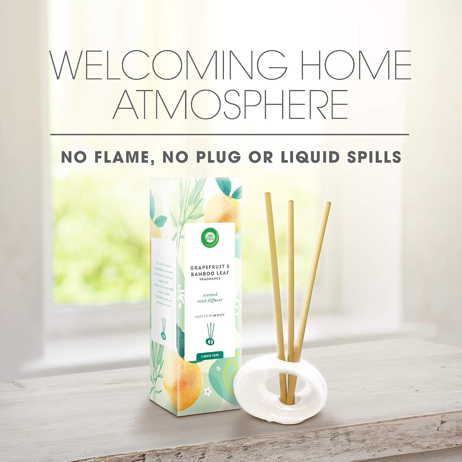 Air Wick Scented Reed Diffuser Grapefruit and Bamboo Leaf Fragrance (Warning: Do Not Burn)