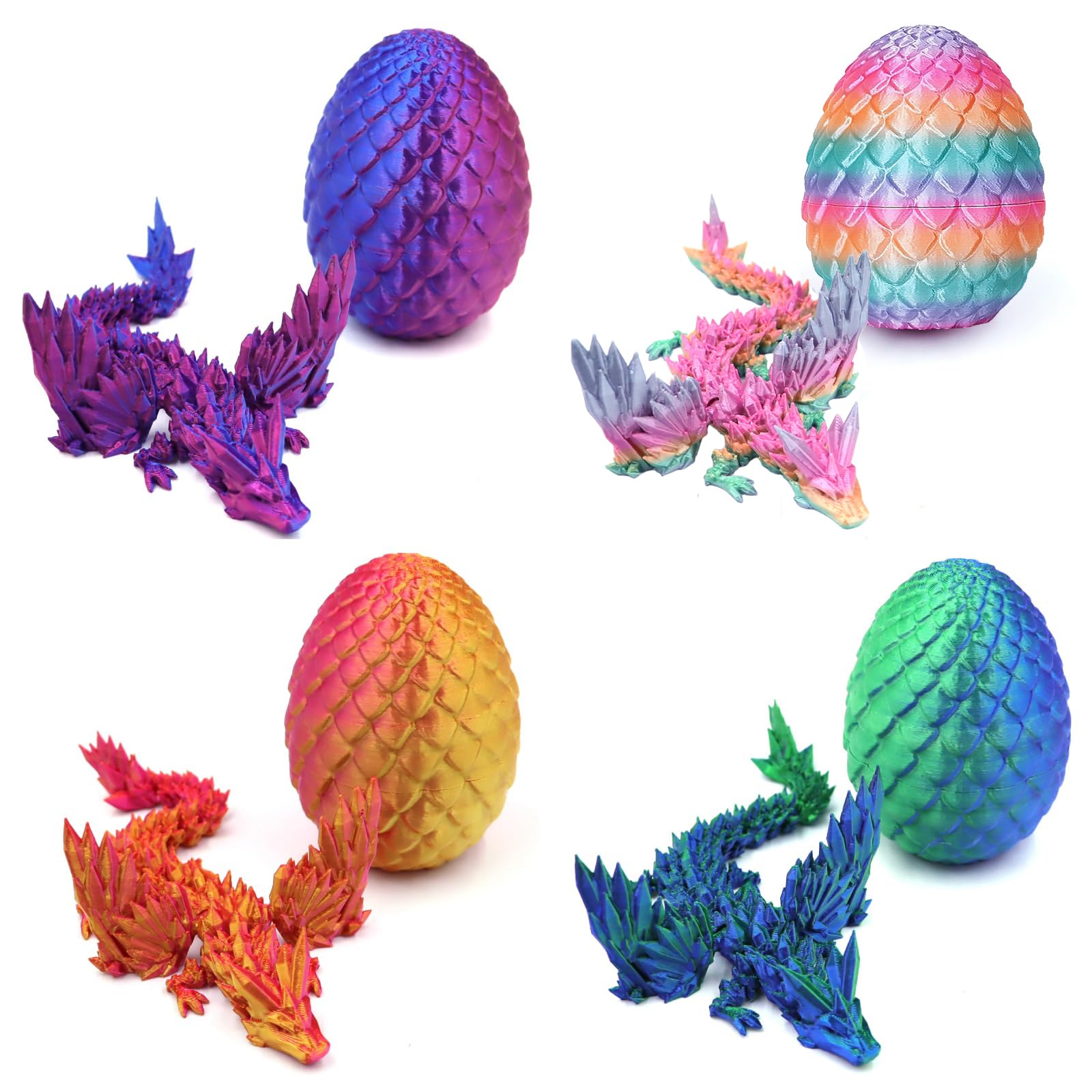 Uova di Drago Articolato Stampato del Drago in 3D, Drago di Cristallo Completamente Mobile con le ali, Realistico Misterioso Giocattolo Articolato del Drago, Dragon Figurine Giocattoli (colorato