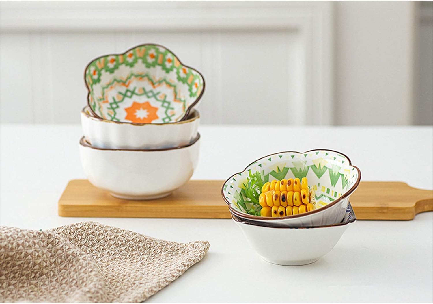 Sauce Dipping Saucer Sauce Dipping Bowls 6 Pcs Beautiful Bohemian Patterns Ceramic Seasoning Dish Kitchen Household Snack Dish Dipping Dish Ideal for Soy Sauce, Ketchup, Sushi,Side Dishes Soy Sauce Bo