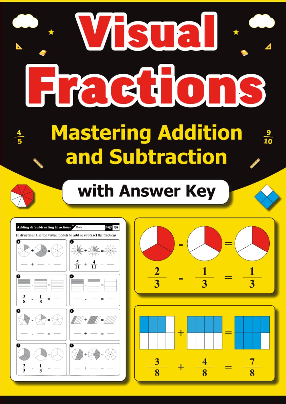Visual Fractions: Mastering Addition and Subtraction with Answer Key