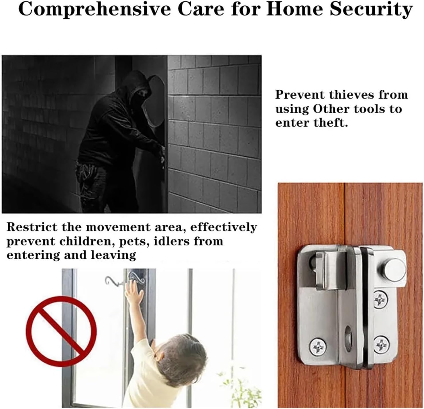 BREAKA Door Lock 90 Degree Barn Bolt Cast Stainless Steel Hook Latch Window Cabinet Locks with Screws Right Angle Sliding Gate Lock