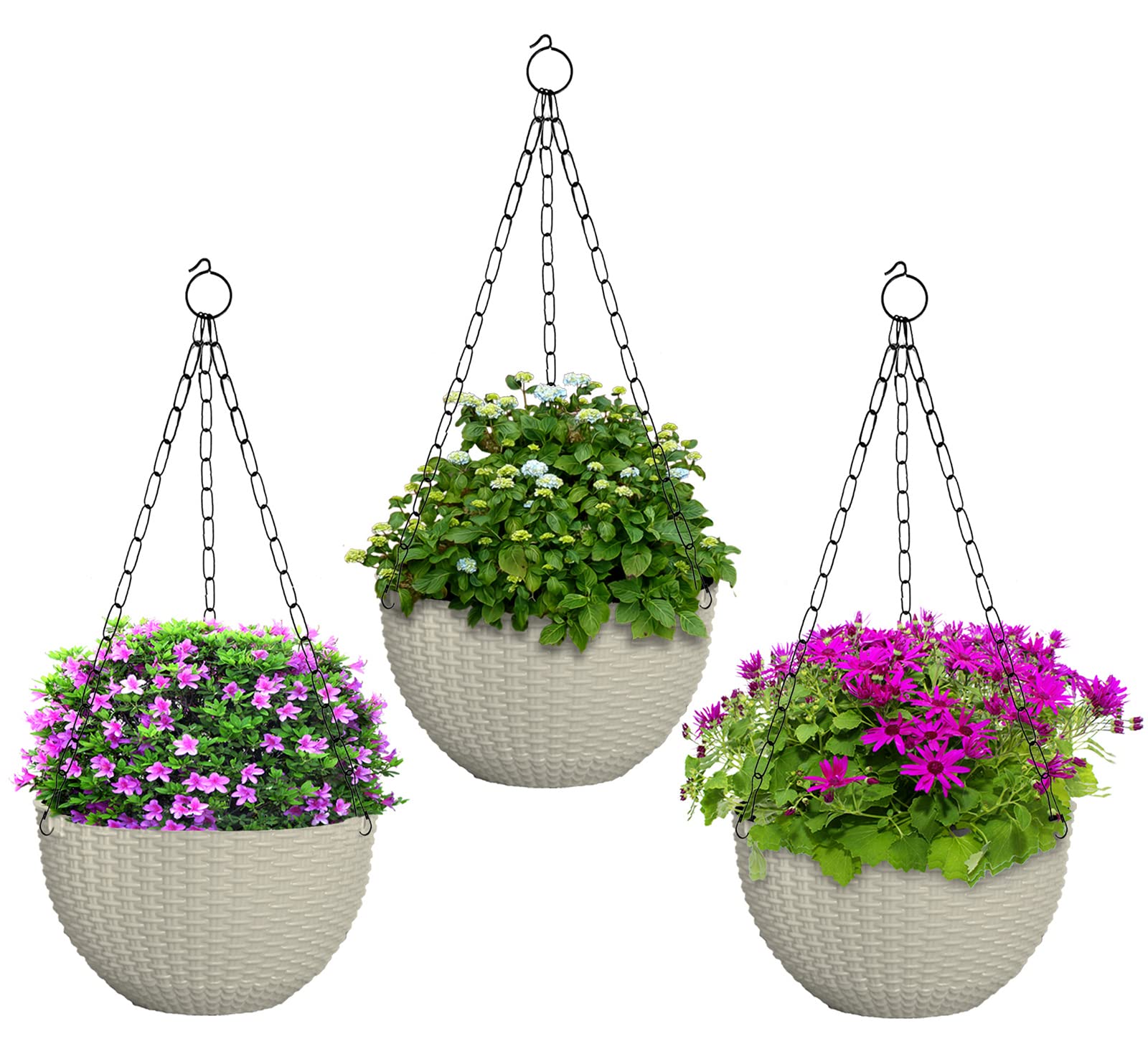 Heat Home Plastic Hanging Flower Pot for Balcony & Railing Set of 3 (Blue) (White, Pack of 3) (B0B864NWMC) Amazon Price History, Amazon Price Tracker