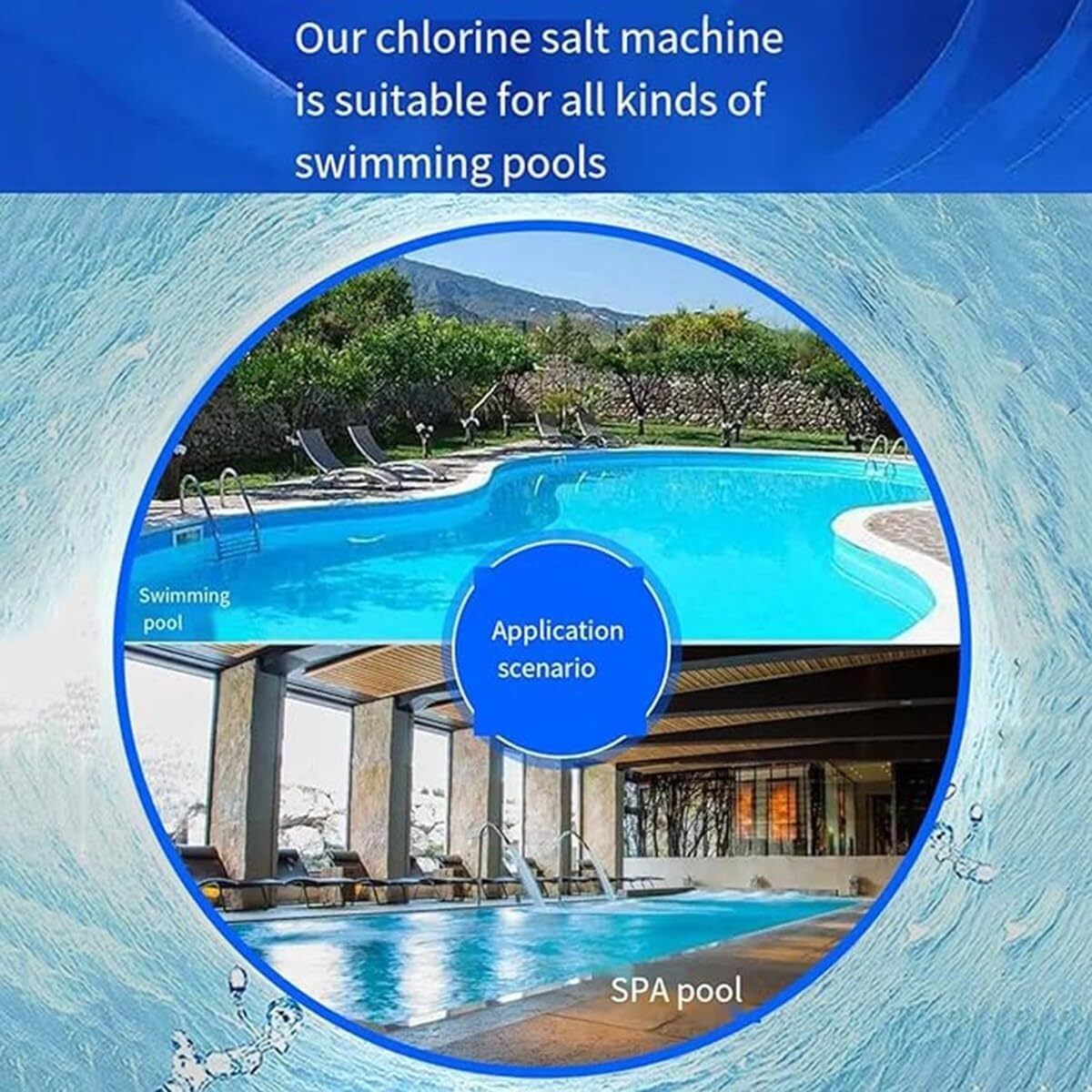 Salt Chlorine Generator Electrolytic Salt Chlorine Machine Swimming Pool Electric Salt Chlorinator Timer, Swimming Pools(50g/h)