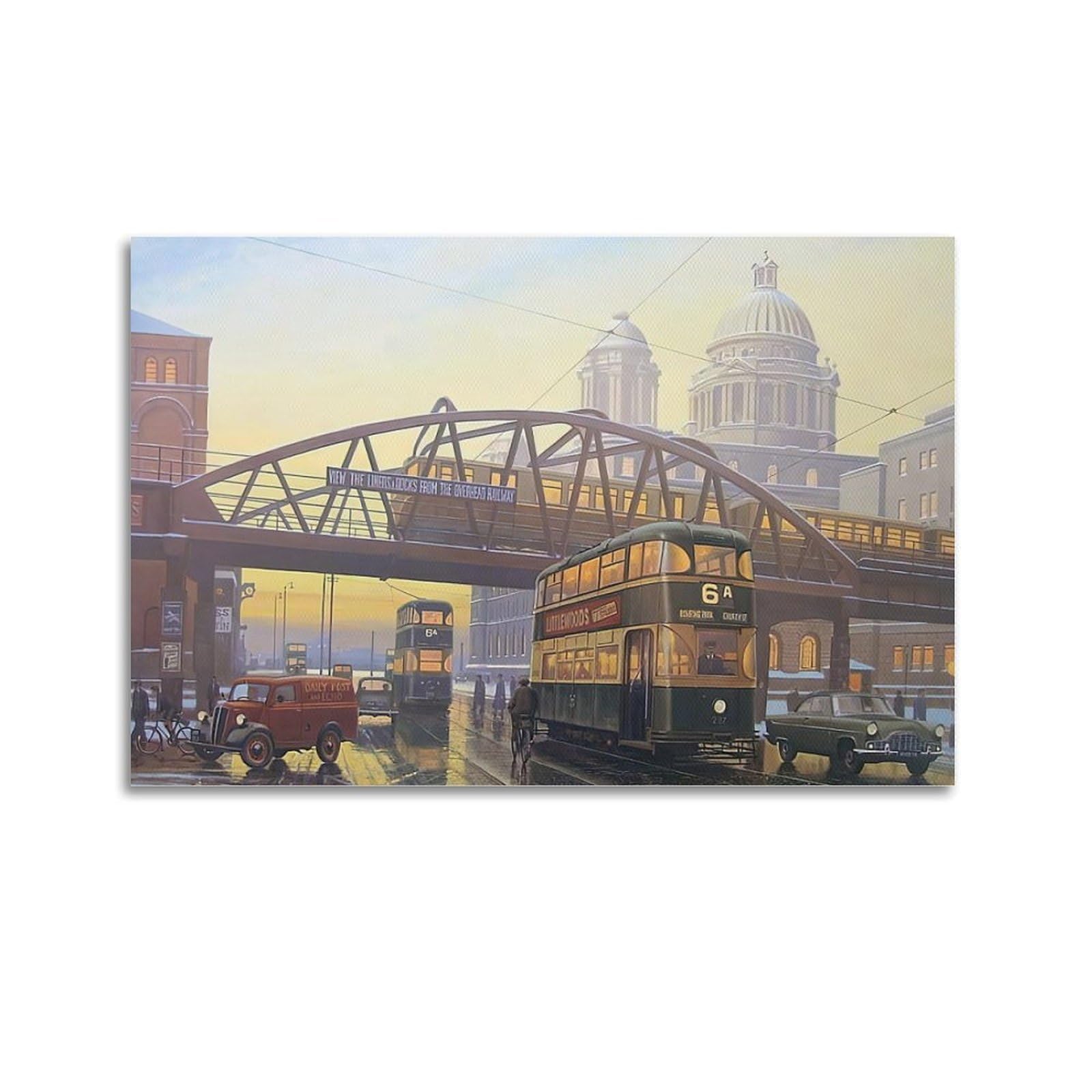 HUIYHB Vintage Steam Train Poster Crowd Poster Decorative Painting Canvas Wall Posters And Art Picture Print Modern Family Bedroom Decor Posters 24x36inch(60x90cm)