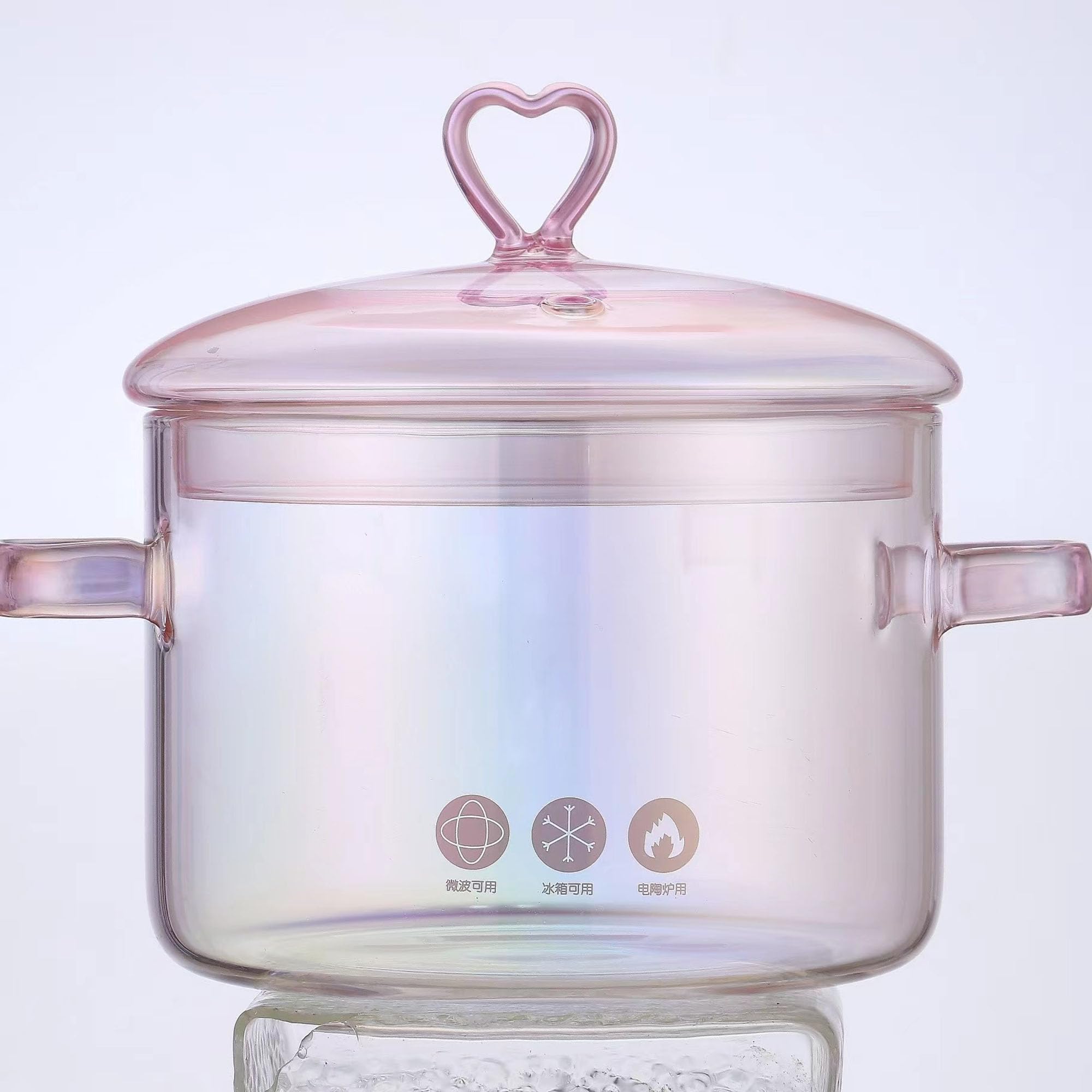 Casserole En Verre Borosilicate QSLKI 1.5L Avec Couvercle - Résistante à La Chaleur, Idéale Pour Pâtes, Soupes, Lait - Double Poignée Anti-Brûlure