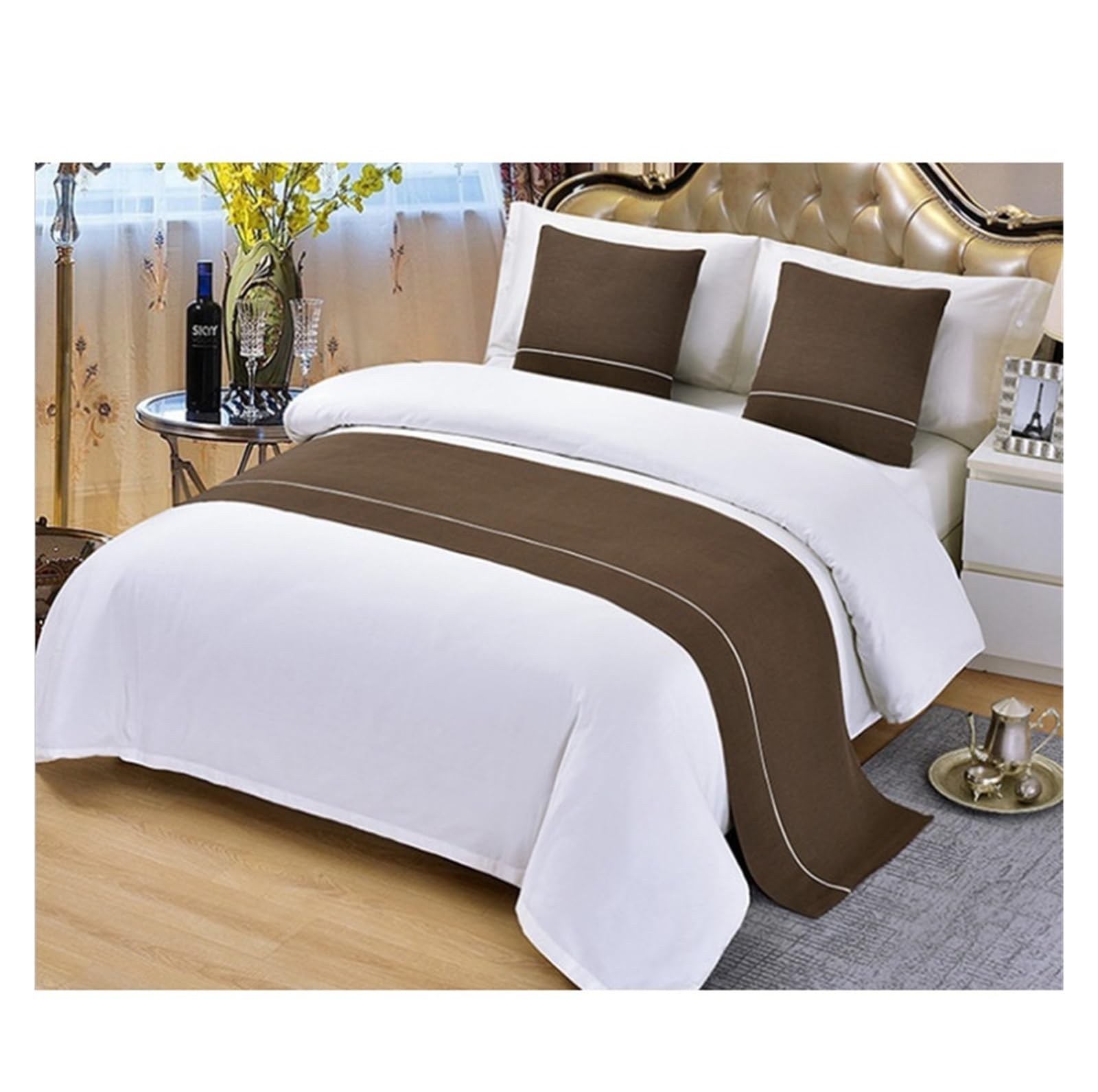 SHENJMAI Bed Runner Bed Flag Solid Color Runners Throw Bedding Modern Spread Patchwork Home Hotel Decoration Bedspreads(F,50x180cm 1pcs)