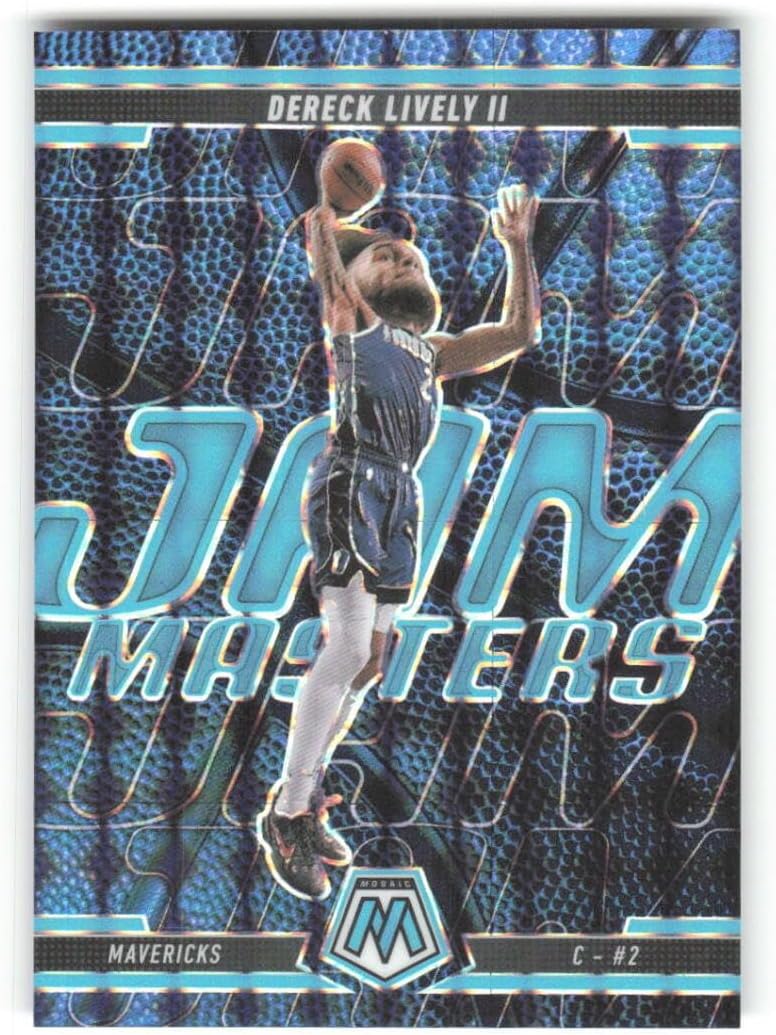 2024-25 Panini Mosaic Jam Masters Blue Fluorescent #18 Dereck Lively II 10/30 Dallas Mavericks NBA Basketball Trading Card