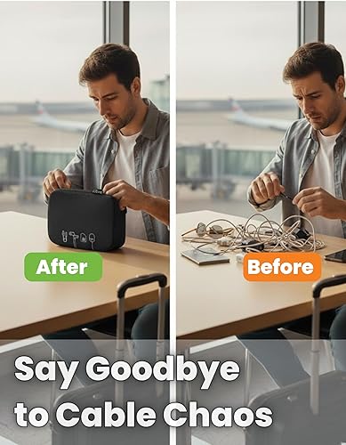 Miniatura 3 de Bolsa digital para accesorios, bolsa organizadora de viaje portátil para cables, cargadores, auriculares, cargadores de energía y dispositivos