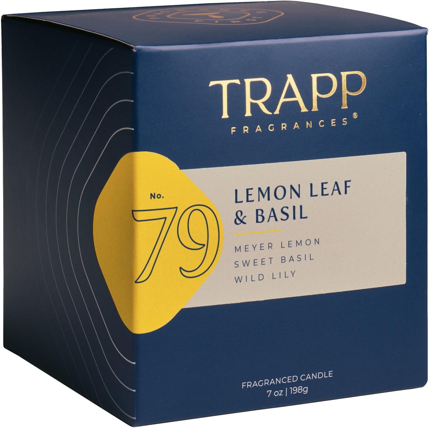 Trapp - No. 79 Lemon Leaf & Basil - 7 oz. Signature Candle - Aromatic Home Fragrance with Fruity Scent of Meyer Lemon, Sweet Basil, & Wild Lily Notes - Petrolatum Wax
