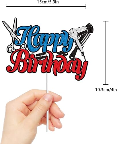 Miniatura 2 de Peluquero Peluquero Feliz Cumpleaños Decoración de Pastel de Corte de Pelo Salón de Cumpleaños Decoración de Pastel de Cumpleaños Peluquería