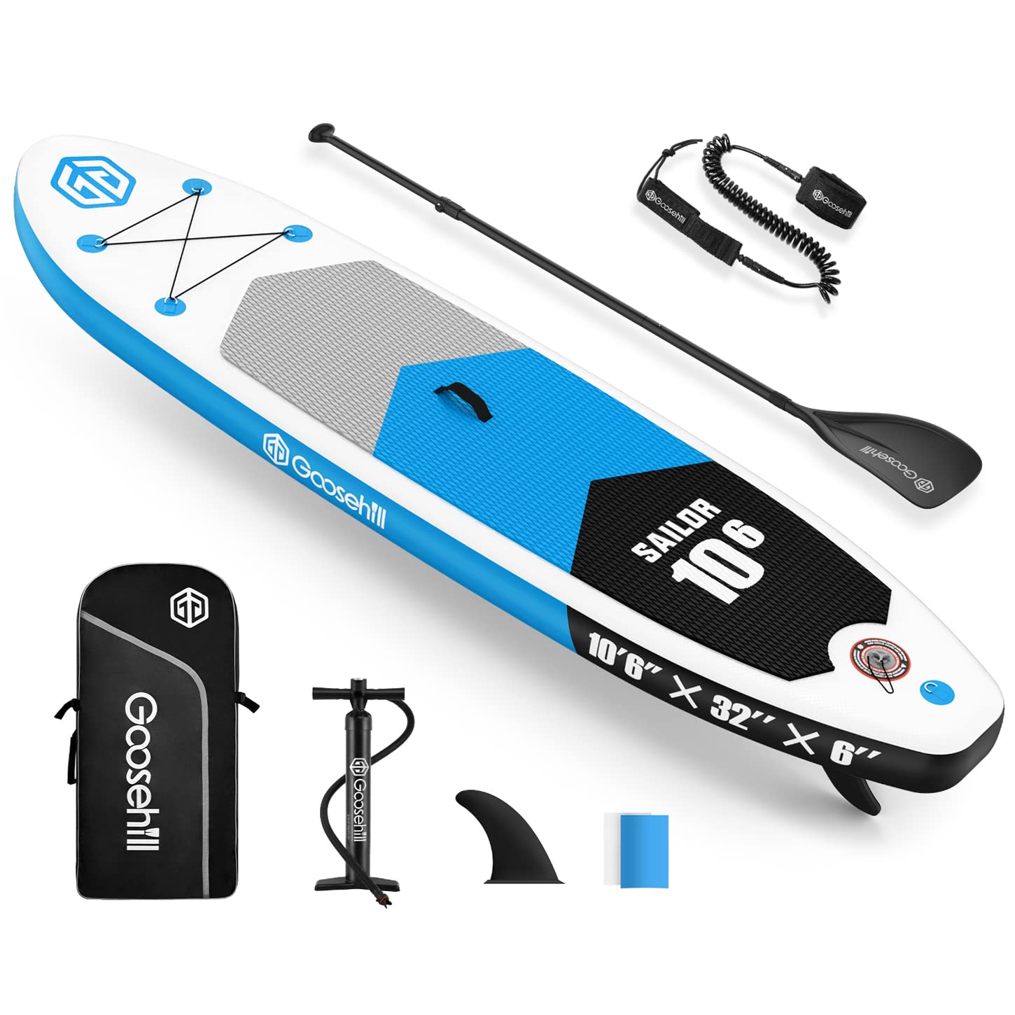 Goosehill Inflatable Stand Up Paddling Board, Premium SUP Board Set, Size 10'6" x 32" x 6", Pattern Can Be Customised