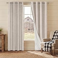 Vista 48 de PrinceDeco Cortinas de lino 100% opacas para dormitorio/sala de estar, reducen el ruido, cortinas de ventana con bloqueo de luz, cortinas