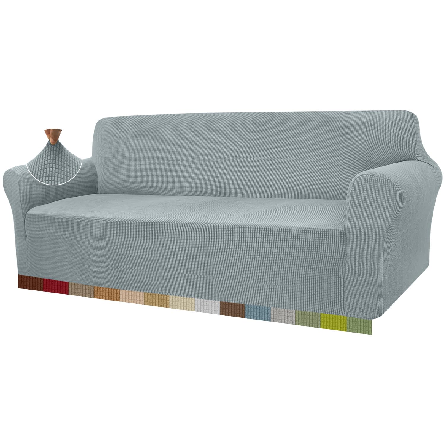 Granbest High Stretch Sofa Covers 3 Seater Super Soft Stylish Couch Covers for Dogs Pets Cats Jacquard Spandex Non Slip Sofa Slipcover for Living Room Furniture Protector (3 Seater, Gray) — view 33