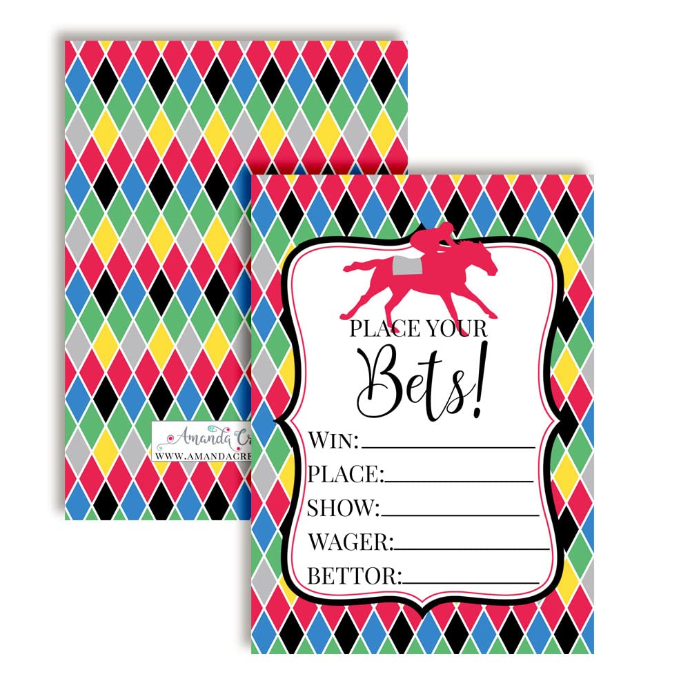 Amanda Creation Place Your Bets Argyle Kentucky Derby Fill-in Game Cards, Ten (10) 3.5" x 5" Game Cards Included
