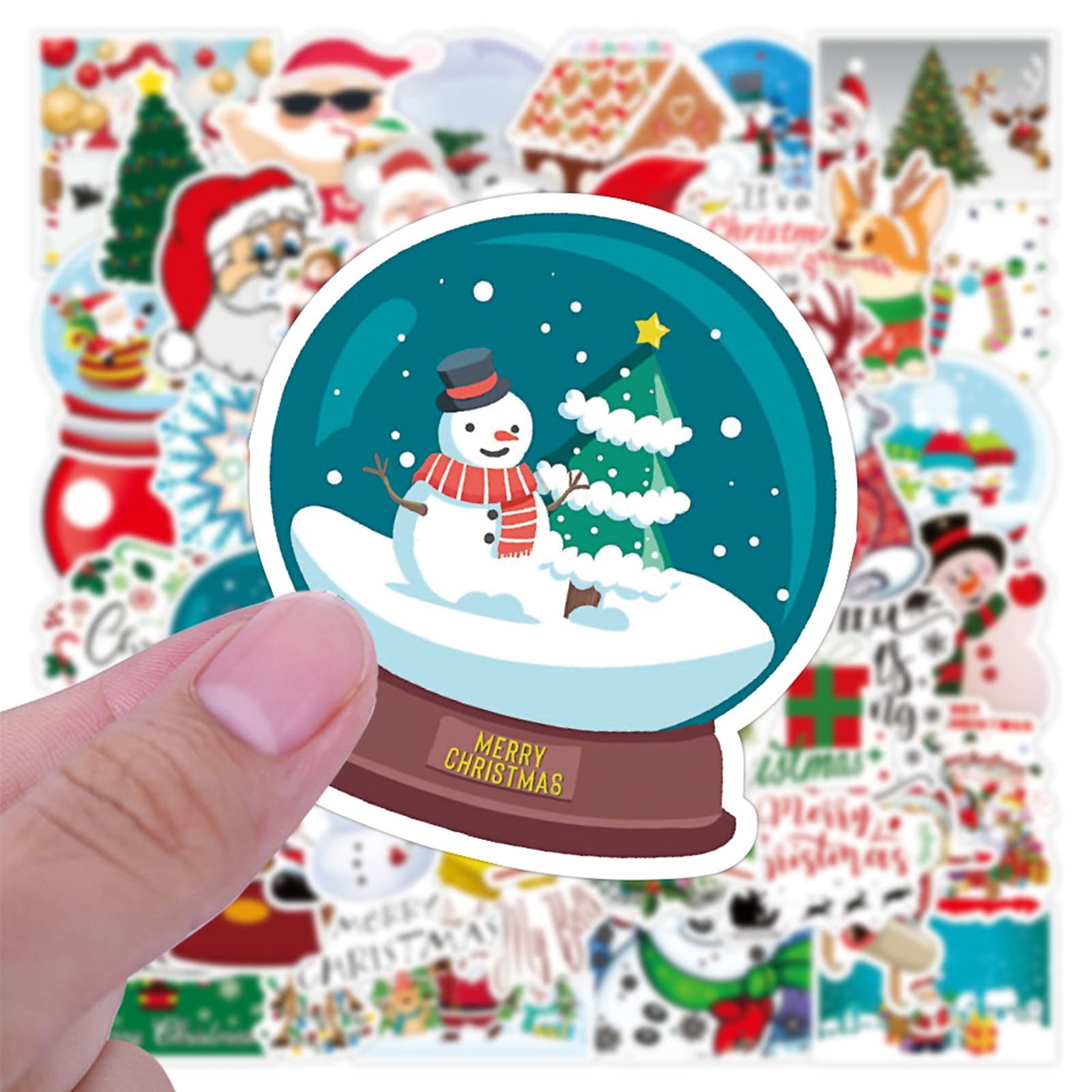 65 Adesivi Retrò A Tema Natale - Babbo Natale, Alberi, Regali, Per Decorazioni Fai Da Te E Biglietti