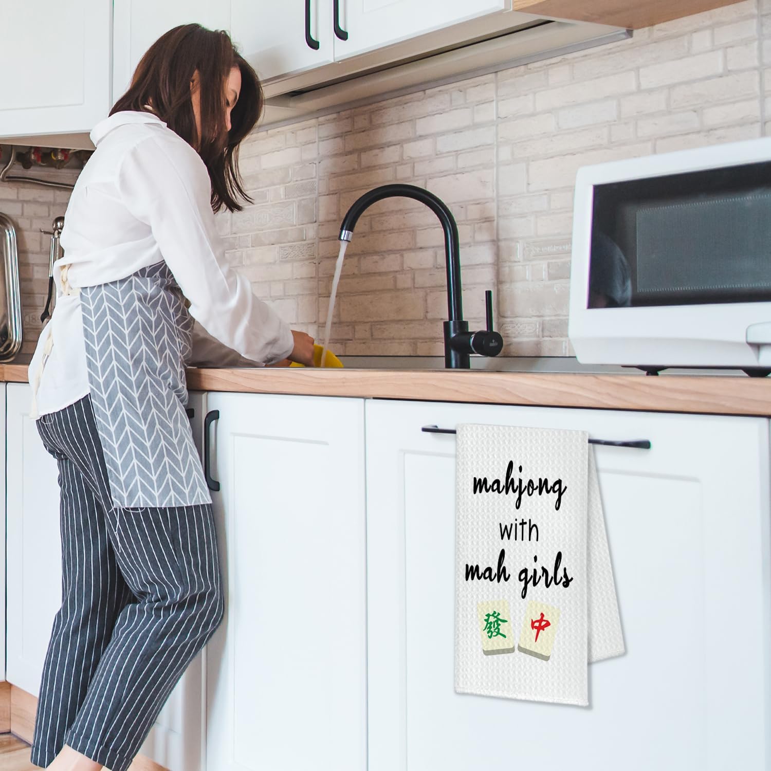 Mahjong Kitchen Hand Towels,Mah Jong Themed Dish Towels,Mahjong Gifts for Women,16x24 Inch - Image 4