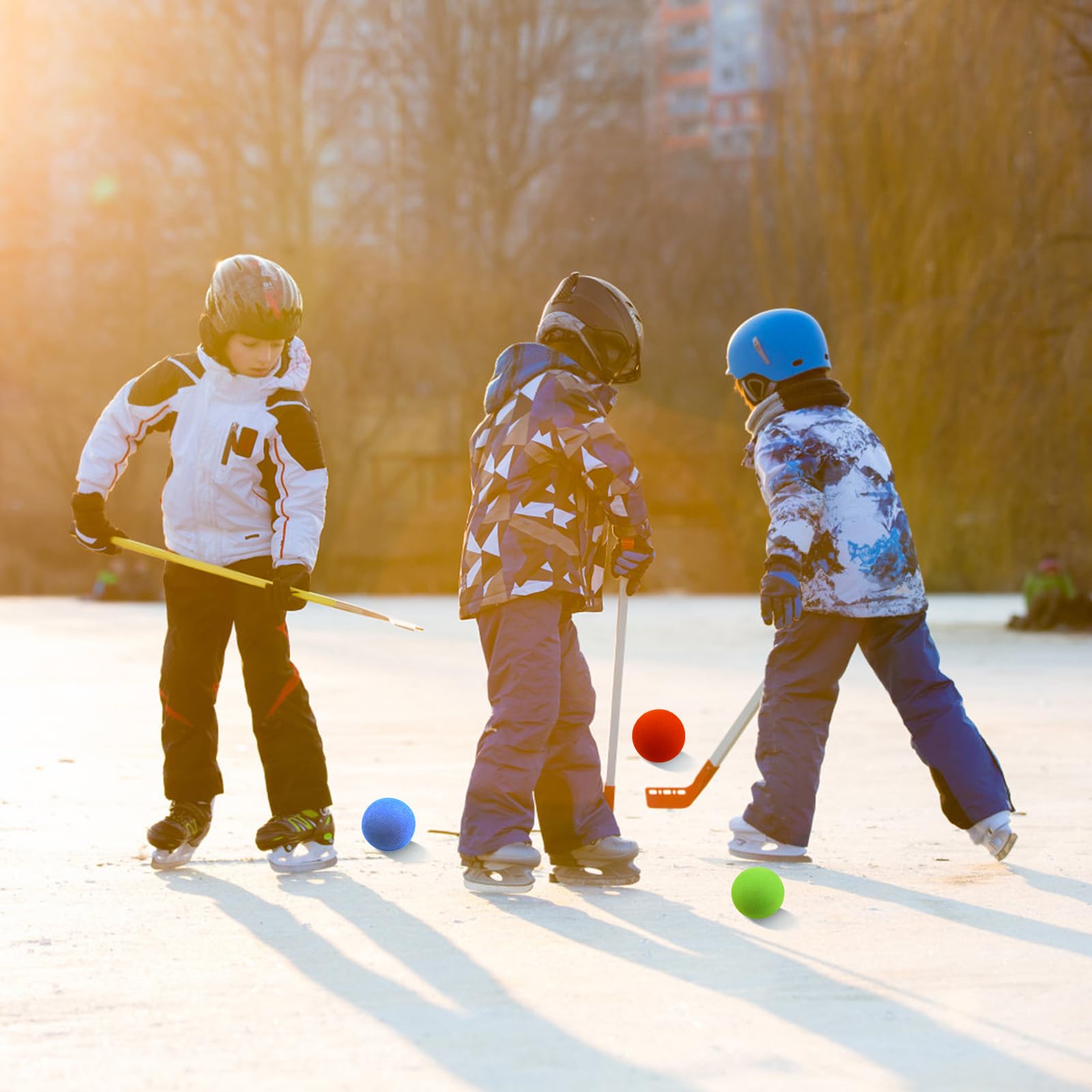 PEUTIER 10pcs Balles de Hockey en Mousse 5cm - Mini Hockey pour Enfants, Couleurs Assorties pour Mini Filets de Bâton