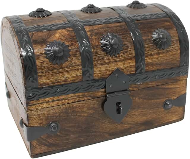 Nautical Cove Treasure Chest Keepsake and Decorative Wood Box (Medium 6....
