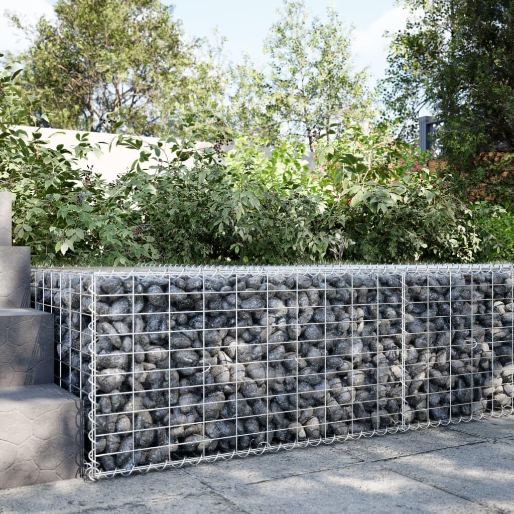 Gavión con tapa, 100 x 100 x 50 cm, cesta de piedra, hierro galvanizado | Cesta de piedra resistente para jardín para proteger las pendientes, como protección visual o borde de jardín en exteriores.