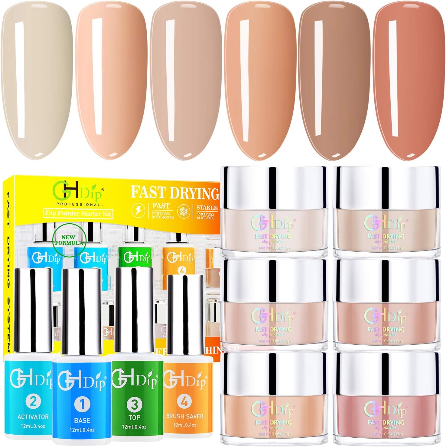 Dip Powder Nail Kit Acrylic Nail Dip Powder Kit G642 (6 nude color)