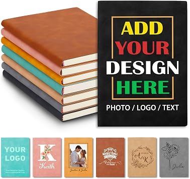 Personalized Journal Notebook with Printed Photo Name Text Logo