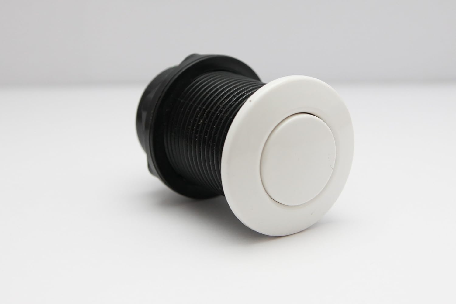 Presair Sink Top Air Switch Kit with Single Outlet, White Button for Garbage Disposal, Part Number PBA-01/B370WA. Made in the USA. UL/CUL Listed.