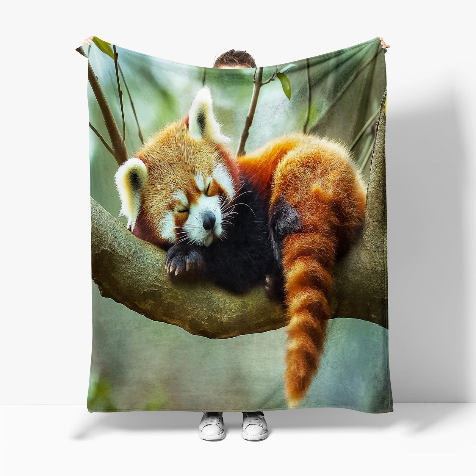 Couverture Polaire 150x200 cm Animal Panda Roux Plaid Couverture Sherpa en Microfibre Douce, Couverture en Flanelle Chaude Et Confortable, 3D Jeté de Canapé