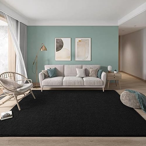 Miniatura 4 de Zedrew Alfombras negras para dormitorio, sala de estar, 4 x 6 pies, alfombra de espuma viscoelástica para interiores, alfombras modernas y lavables
