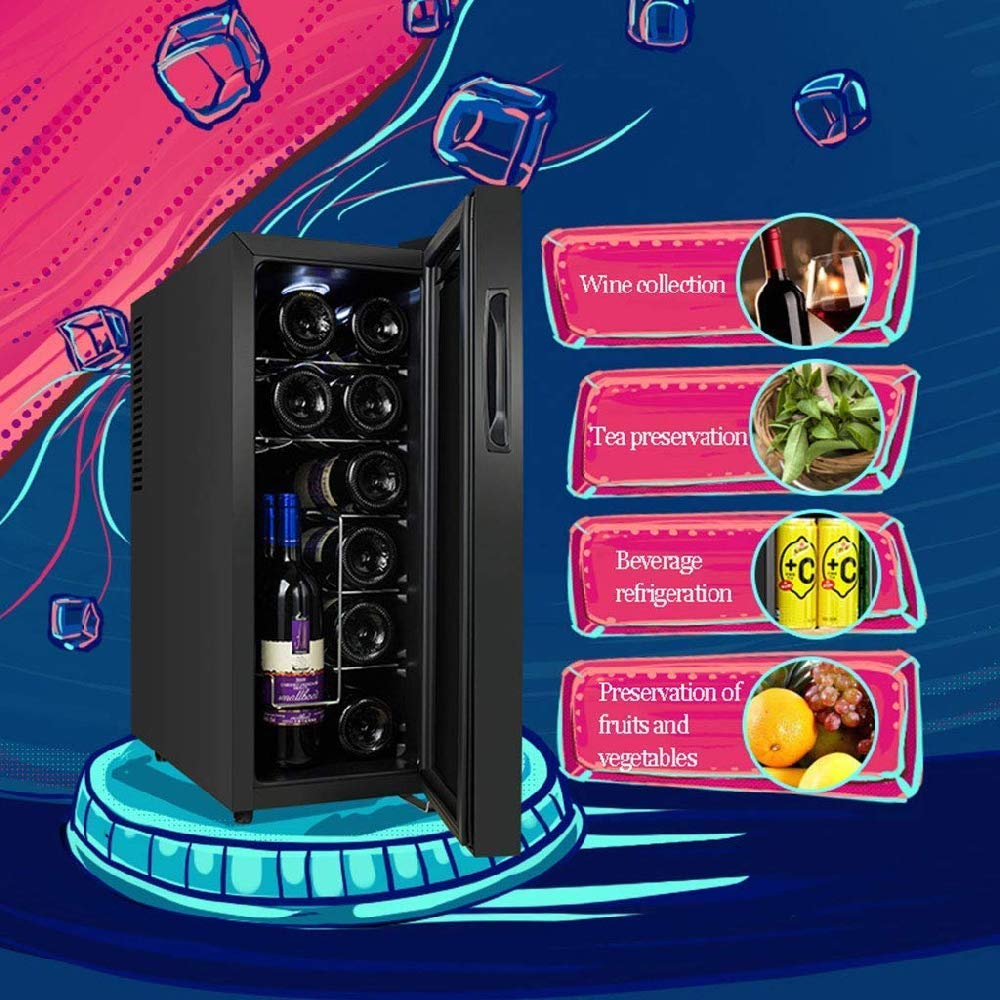 LJLZXPBUS 12 Bottles of Wine Cooler,Quiet Running Thermoelectric Wine Refrigerator Freestanding Wine Cooler Touch Screen Digital Temperature Display