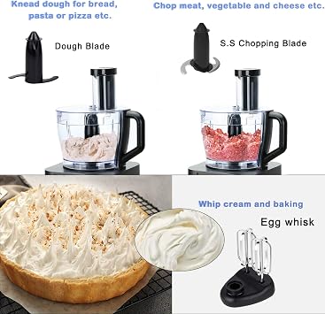 TopStrong Food Processor, 11-in-1 Food processor and Blender with Chopping Blending Kneading Grinding Whisking Juicing, 3 Speeds Plus Pulse, 3.2 L Bowl and 1.5L Jug Blender, Grey, 1100W